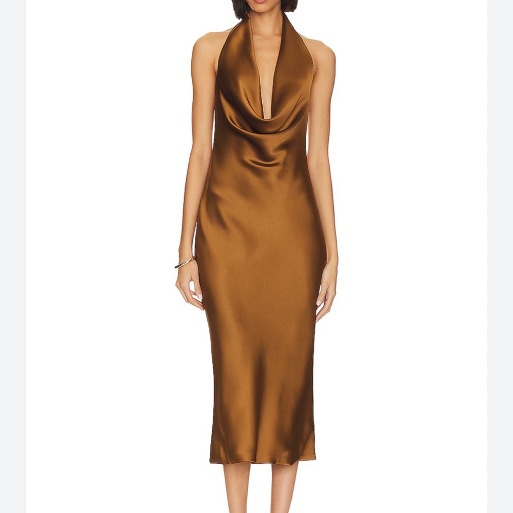 Norma Kamali Brown Halter Dress